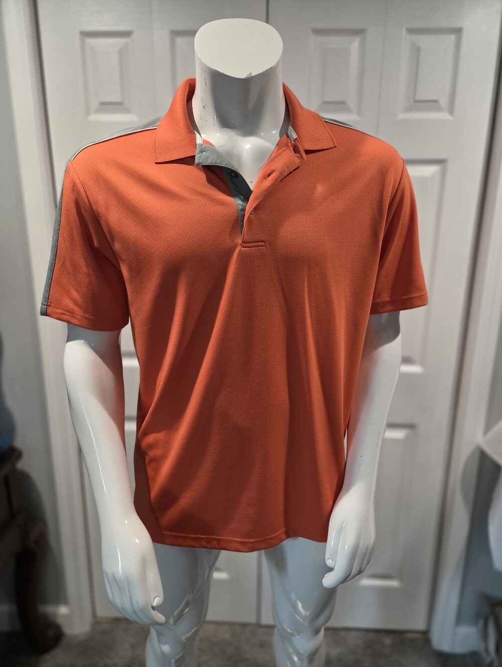 Men's Orange Polo with Contrasting Gray Trim By Grandslam